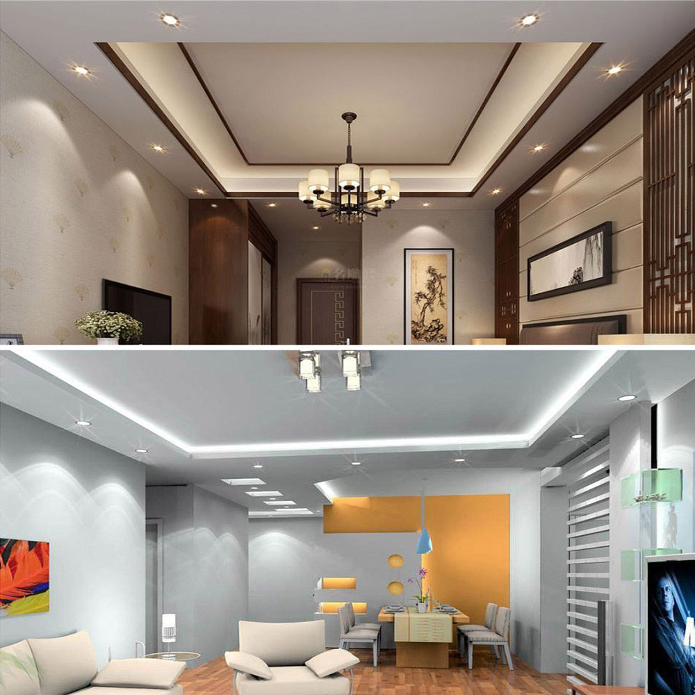 White Round Square LED Downlight 3W 6W 9W 12W 15W 18W Dimmable Ceiling Panel Light Recessed Bulb AC 220V 110V