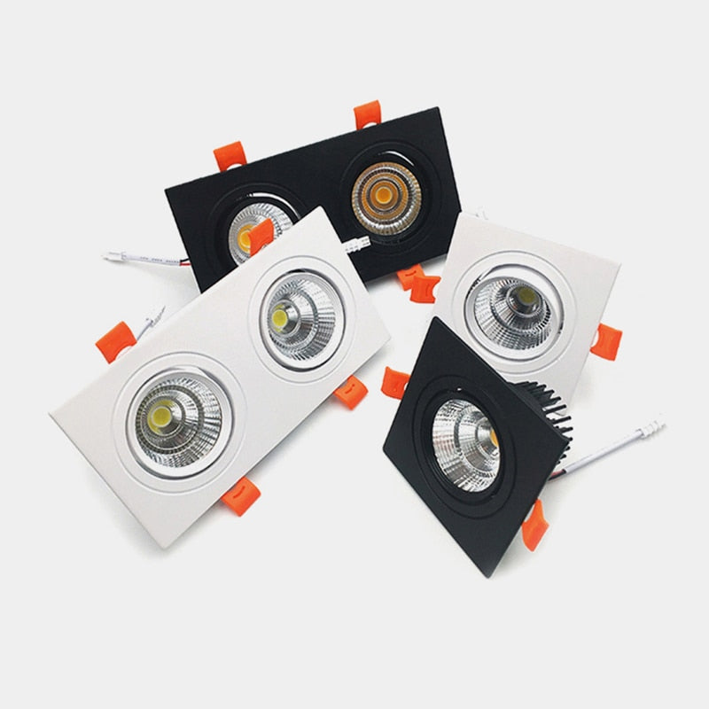 Square Recessed Dimmable COB LED Downlights 7W 9W 12W 18W 24W LED Ceiling Lamps 110~240V LED Ceiling Spot Lights Indoor Lighting