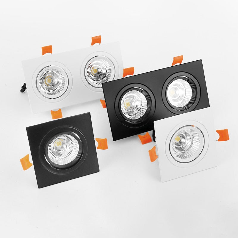 Square Recessed Dimmable COB LED Downlights 7W 9W 12W 18W 24W LED Ceiling Lamps 110~240V LED Ceiling Spot Lights Indoor Lighting