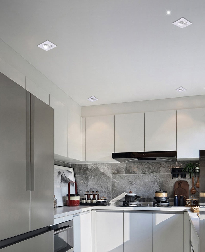 Square Recessed Dimmable COB LED Downlights 7W 9W 12W 18W 24W LED Ceiling Lamps 110~240V LED Ceiling Spot Lights Indoor Lighting