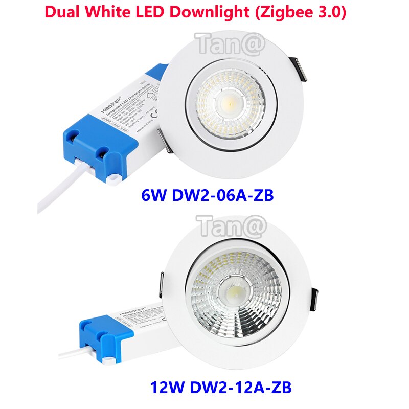LED Downlight (Zig bee 3.0)DW2-06A-ZB DW2-12A-ZB 2.4G 6W 12W Dual White Smart RF Lamp APP/Voice Control AC 100-240V