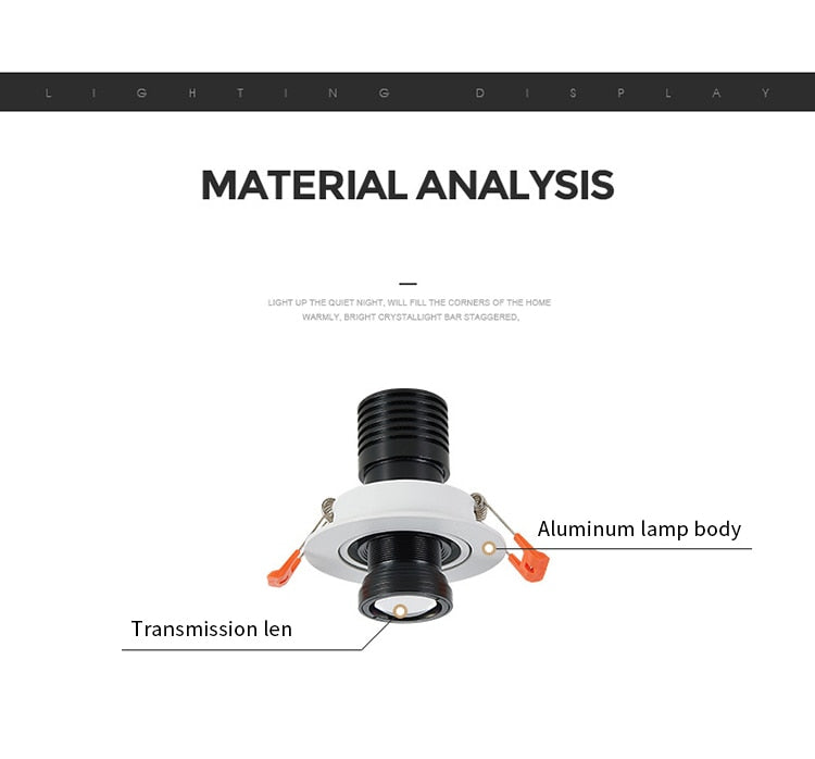 LED Downlight Projection Fish Spotlight Led Ceiling Lamp Recessed Rotatable Indoor Spot Light For Mall Bar Living Wall Decor