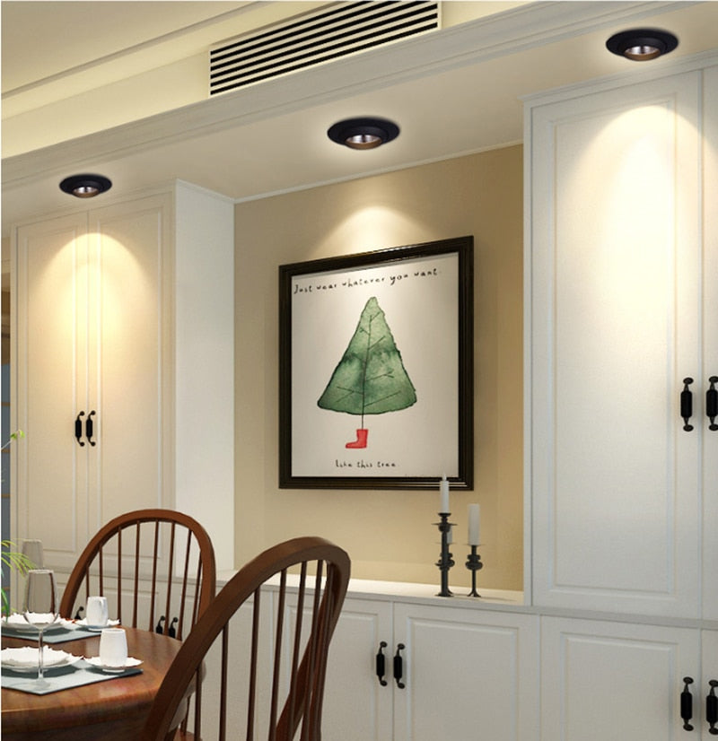 Dimmable Round Recessed COB LED Downlights 9W 12W 15W LED Ceiling Spot lights Background Painting Lamps AC85~265V Indoor Lighting