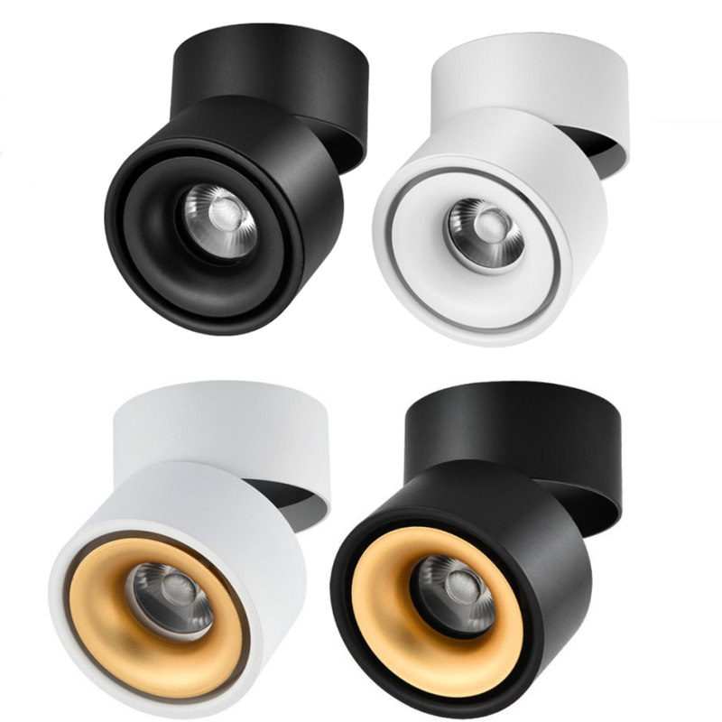 Dimmable LED Downlights Surface Mounted COB LED Spot Ceiling Lamp 9W 12W 15W 18W Foldable And 360° Rotatable Background