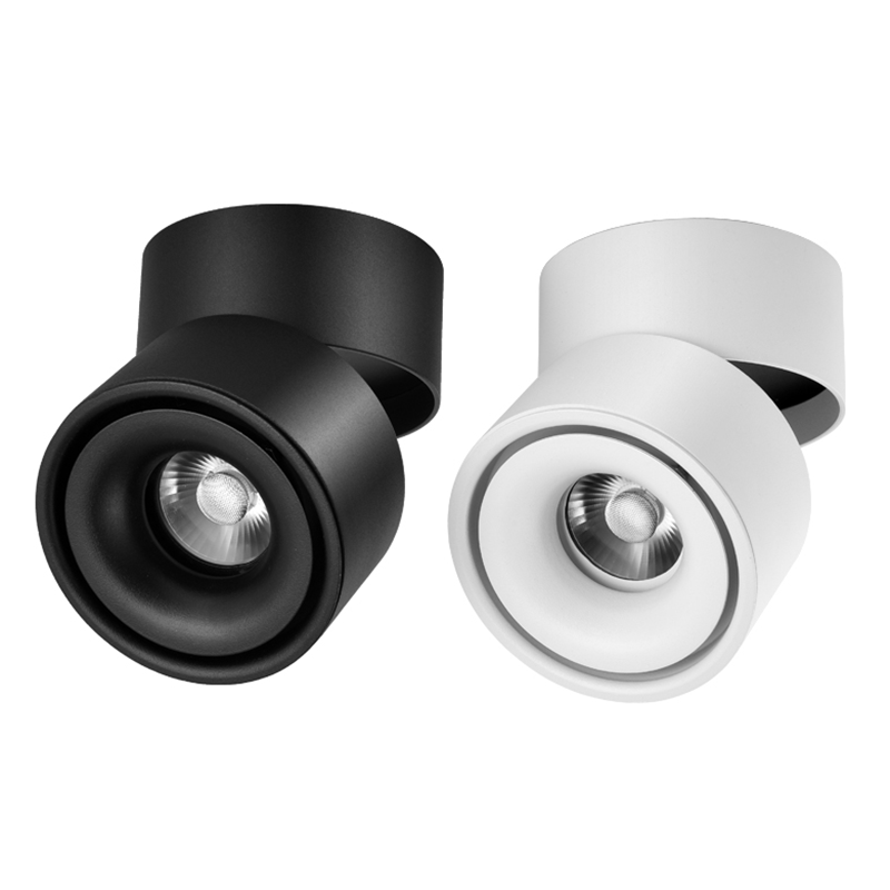 Dimmable LED Downlights Surface Mounted COB LED Spot Ceiling Lamp 9W 12W 15W 18W Foldable And 360° Rotatable Background