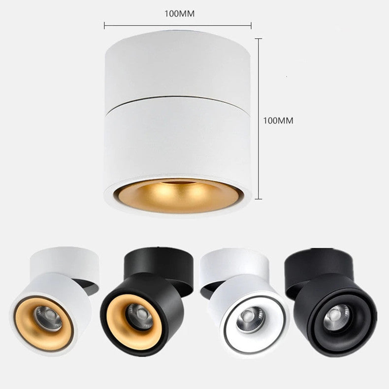 Dimmable LED Downlights Surface Mounted COB LED Spot Ceiling Lamp 9W 12W 15W 18W Foldable And 360° Rotatable Background