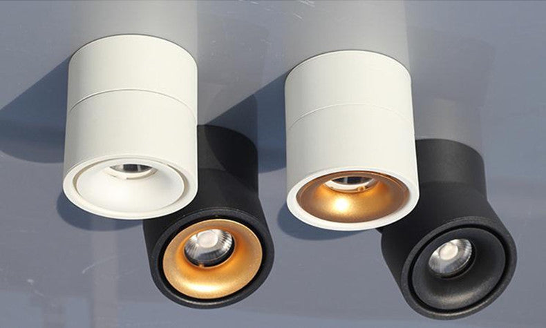 Dimmable LED Downlights Surface Mounted COB LED Spot Ceiling Lamp 9W 12W 15W 18W Foldable And 360° Rotatable Background