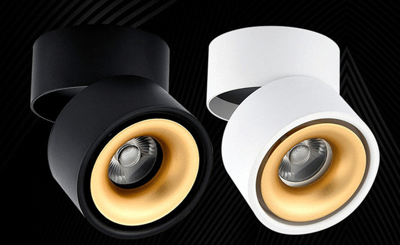 Dimmable LED Downlights Surface Mounted COB LED Spot Ceiling Lamp 9W 12W 15W 18W Foldable And 360° Rotatable Background