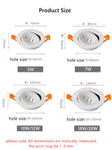DBF 2022 New 360 Degrees Angle Adjustable 5W 7W 10W 12W 18W Ceiling Spot Lights Recessed Downlights For Home TV Background