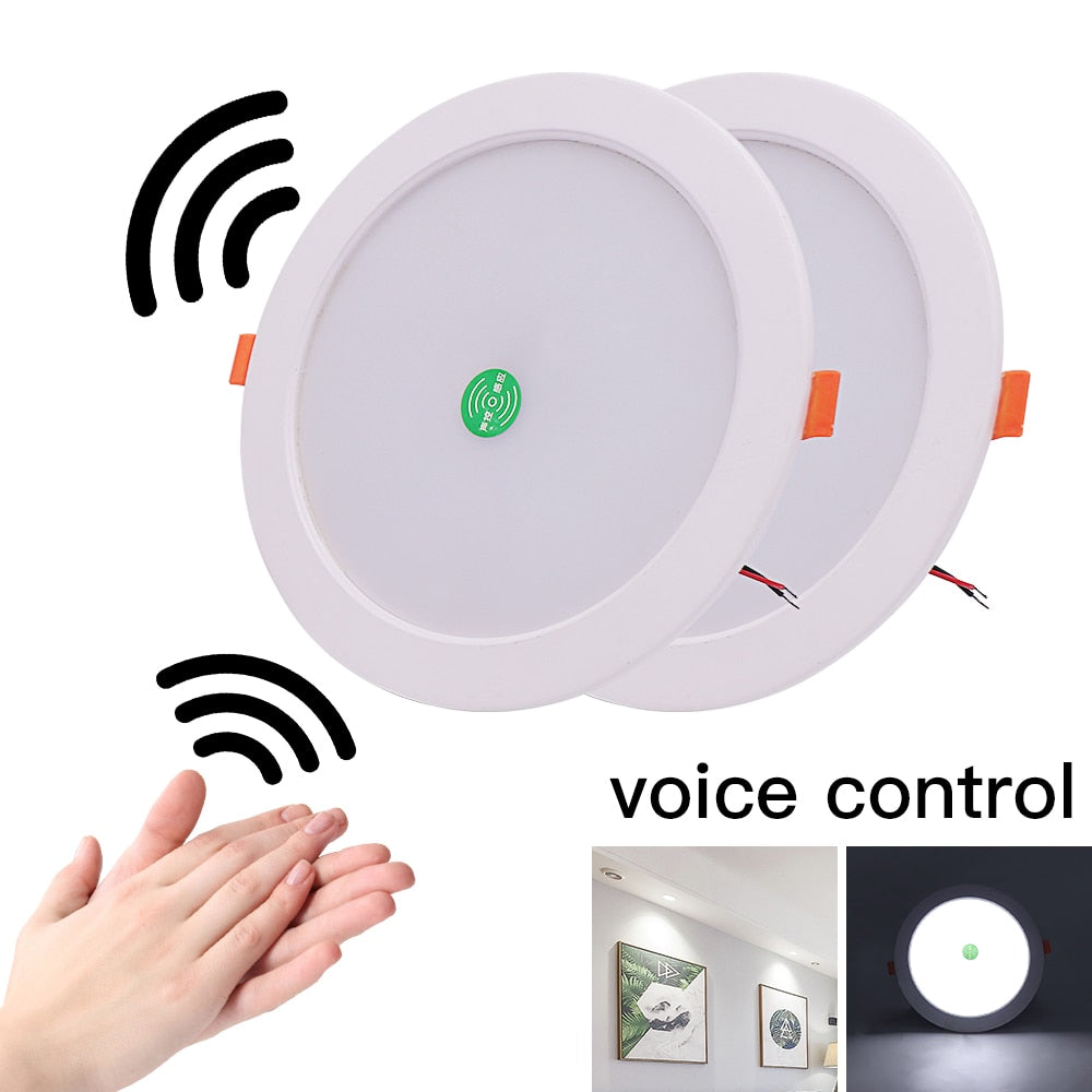 LED Downlight Sound Control LED Ceiling Lamp 3W 5W 9W 18W Recessed in LED Ceiling Downlight Light AC 220V Smart Spotlight