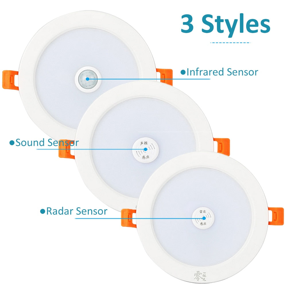 LED Downlight With Radar PIR Motion Sensor 3W 5W 9W 18W Round Recessed Lamp 220V Down Light Bedroom Kitchen Led Panel Light