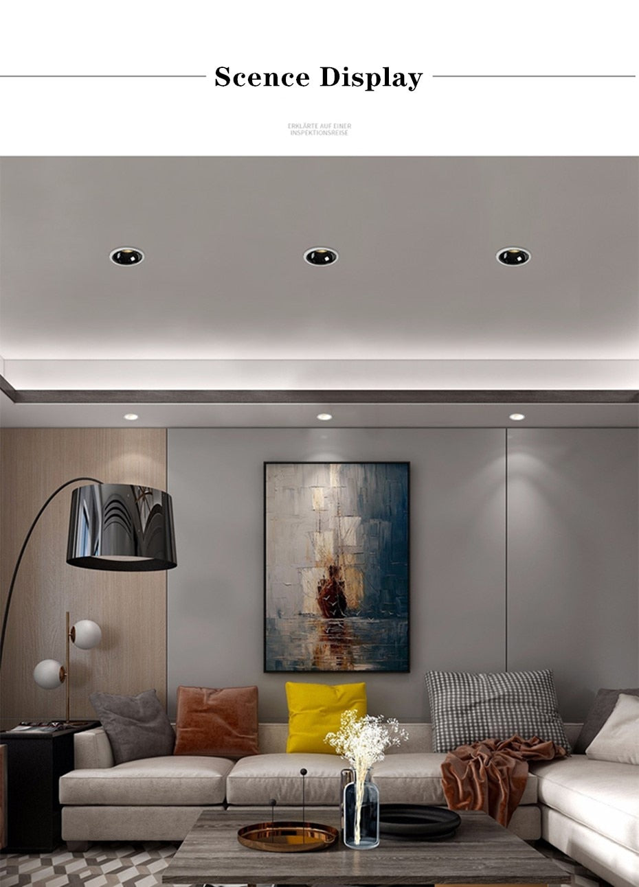 DBF 2021 New Deep-Glare LED Ceiling Spot Light 5W 7W 15W 18W Angle Adjustable Dimmable Embedded Downlight for Kitchen Bedroom