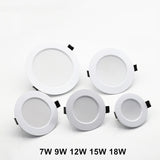 Ceiling LED Downlight AC 220V 10Pcs/lot LED Spot Light 18W 15W 12W 9W 7W Round Recessed Downlight Room For Home Decor Spotlight
