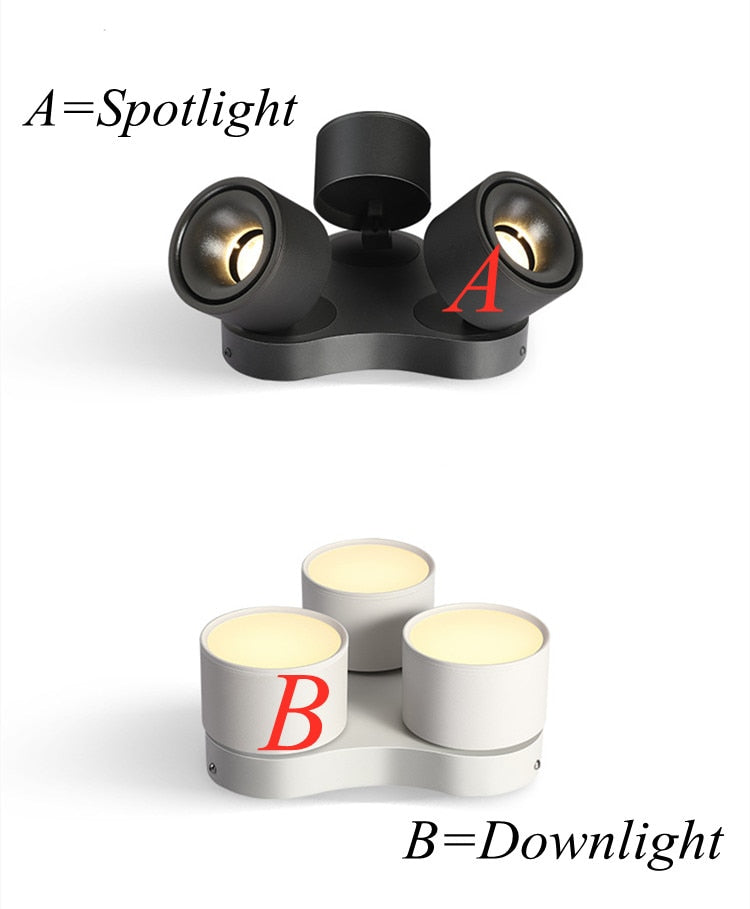 Dimmable Led Downlights Adjustable Collapsible Rotating Cob 27w 36w 48w Led Ceiling Spot Lights Ac 220v Lamps For Room Foyer