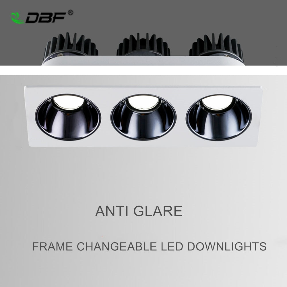 High Brightness Anti Glare Ceiling Recessed LED COB Downlights Angle Adjust 21W 36W 45W 60W Spot Lights Home Indoor Bedroom 220V