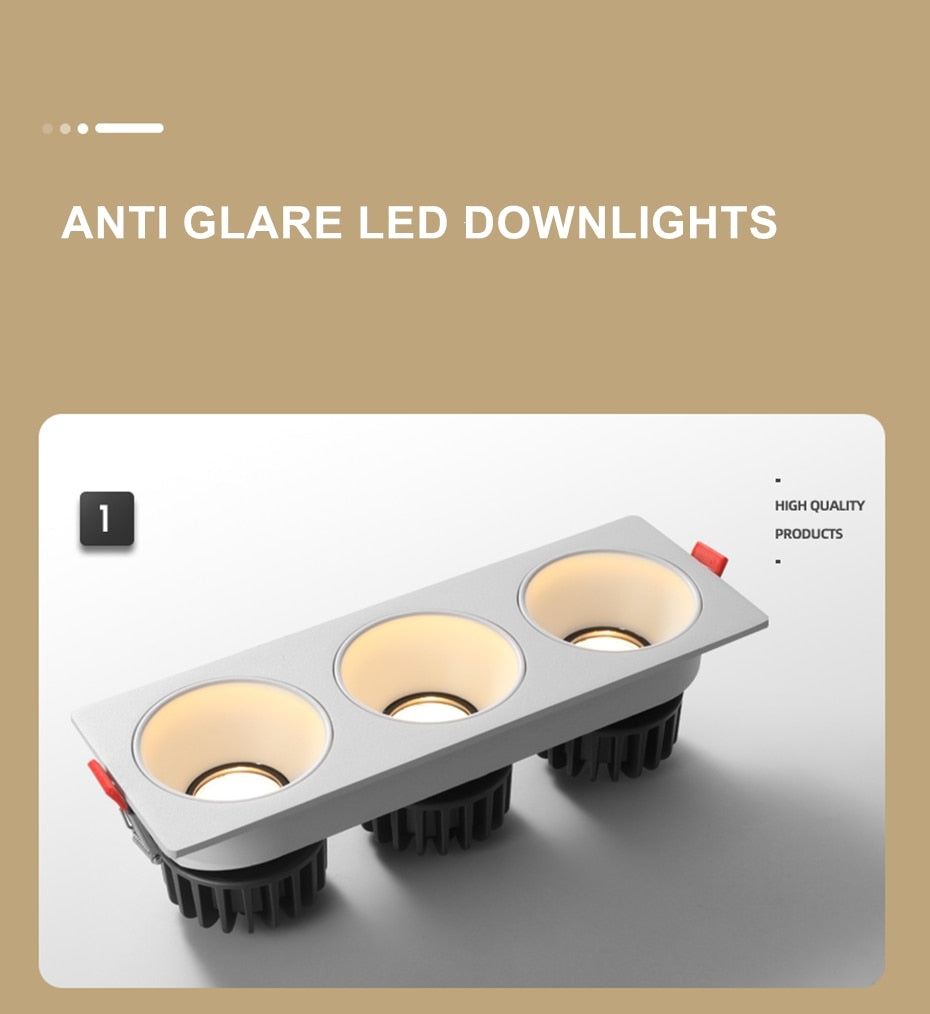 High Brightness Anti Glare Ceiling Recessed LED COB Downlights Angle Adjust 21W 36W 45W 60W Spot Lights Home Indoor Bedroom 220V