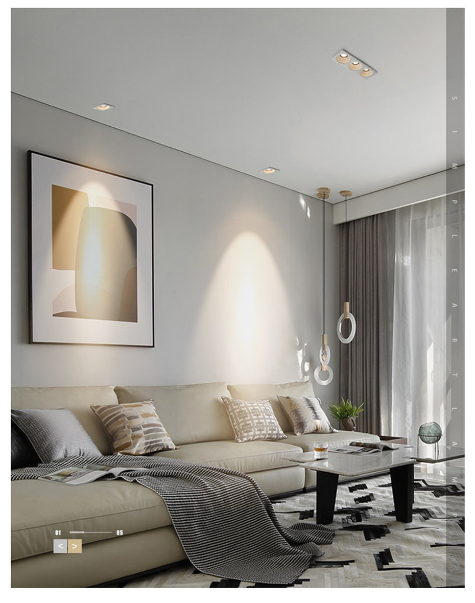 High Brightness Anti Glare Ceiling Recessed LED COB Downlights Angle Adjust 21W 36W 45W 60W Spot Lights Home Indoor Bedroom 220V