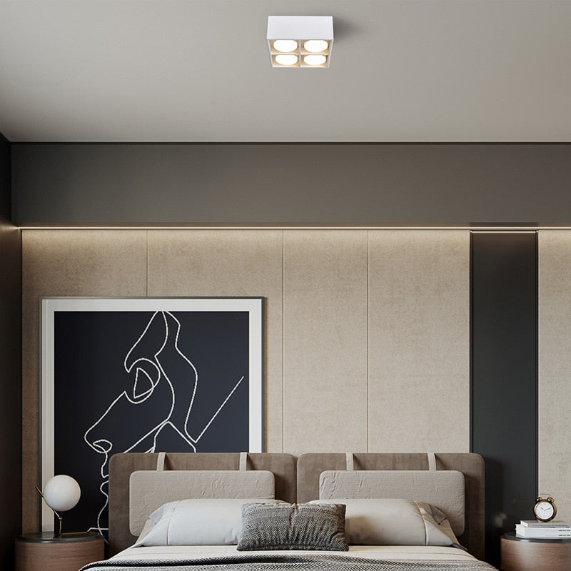 Surface Mounted LED Ceiling Lamp Spot 28W Led Downlight Angle Adjust Square Box Grille Light For Kitchen Home Lighting