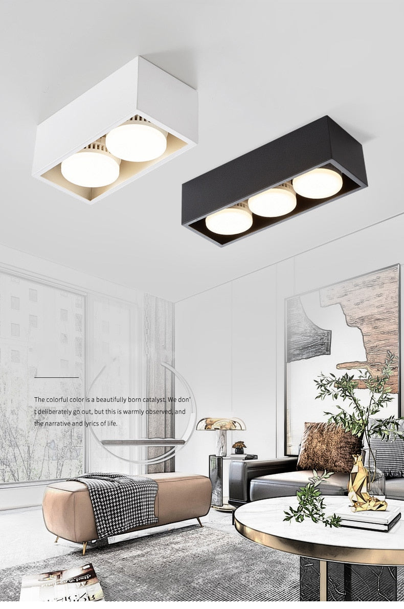 Surface Mounted LED Ceiling Lamp Spot 28W Led Downlight Angle Adjust Square Box Grille Light For Kitchen Home Lighting