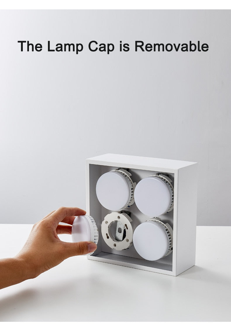 Surface Mounted LED Ceiling Lamp Spot 28W Led Downlight Angle Adjust Square Box Grille Light For Kitchen Home Lighting