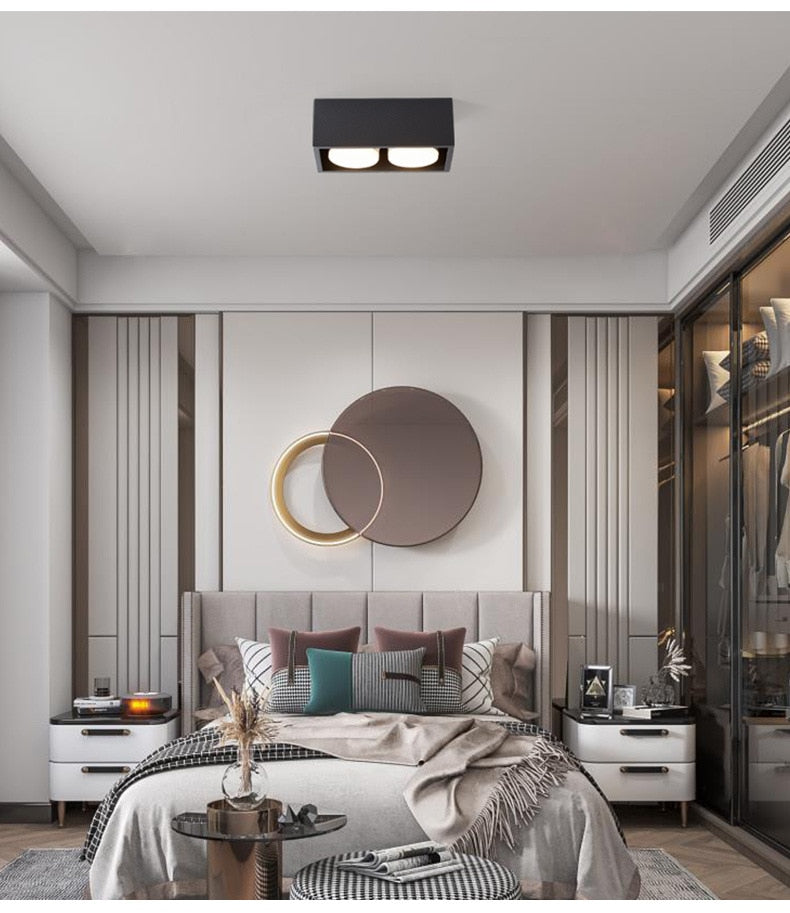 Surface Mounted LED Ceiling Lamp Spot 28W Led Downlight Angle Adjust Square Box Grille Light For Kitchen Home Lighting