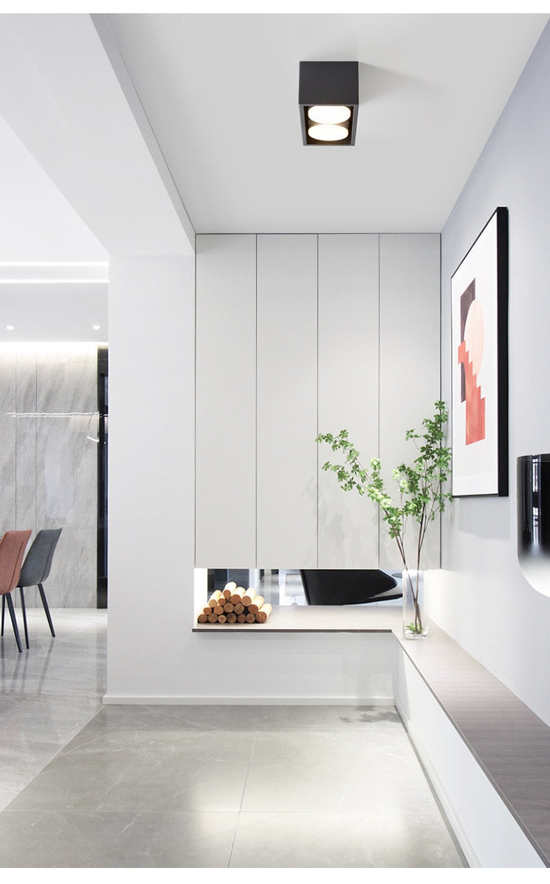 Surface Mounted LED Ceiling Lamp Spot 28W Led Downlight Angle Adjust Square Box Grille Light For Kitchen Home Lighting