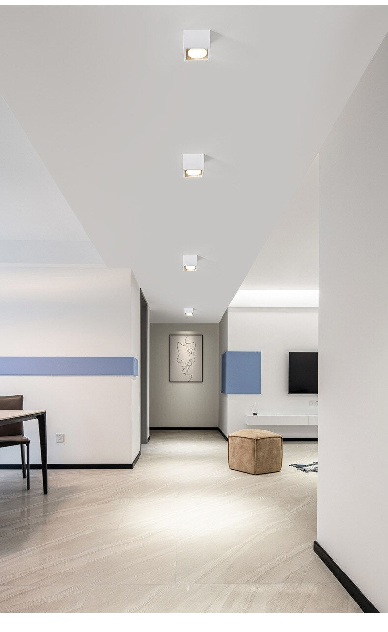 Surface Mounted LED Ceiling Lamp Spot 28W Led Downlight Angle Adjust Square Box Grille Light For Kitchen Home Lighting