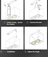 Surface Mounted LED Ceiling Lamp Spot 28W Led Downlight Angle Adjust Square Box Grille Light For Kitchen Home Lighting
