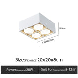 Surface Mounted LED Ceiling Lamp Spot 28W Led Downlight Angle Adjust Square Box Grille Light For Kitchen Home Lighting