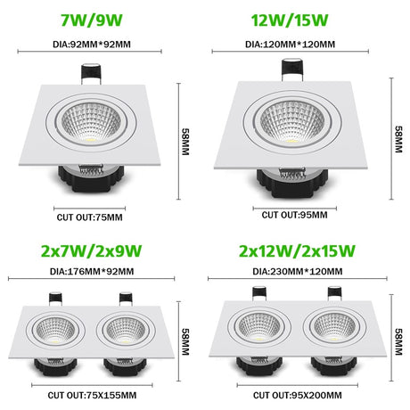 Dimmable Recessed led downlight 15W 7W cob spot light 24W 30W Recessed led lamp Modern indoor Bedroom Living room Ceiling Lamp