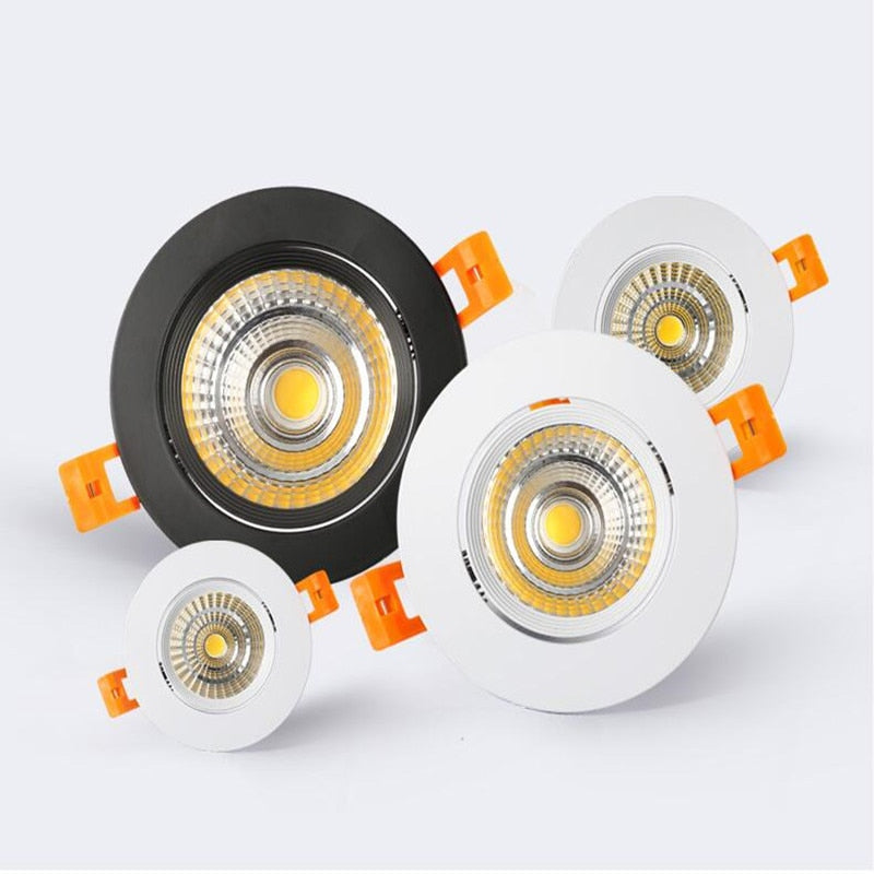 Dimmable Recessed LED Downlights 5W 7W 9W 12W COB LED Ceiling Spot Lights AC85~265V Warm Cold White LED Lamps Indoor Lighting