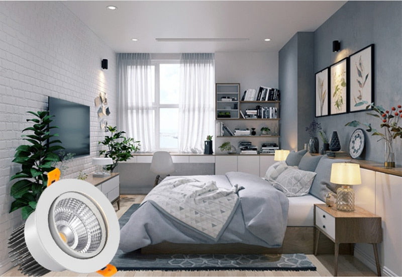 Dimmable Recessed LED Downlights 5W 7W 9W 12W COB LED Ceiling Spot Lights AC85~265V Warm Cold White LED Lamps Indoor Lighting
