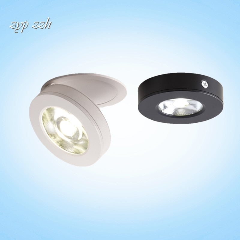 Round 90° Folding Recessed COB LED Downlights 5W/7W/12W LED Ceiling Spot lights Background Painting Lamps AC220V Indoor Lighting