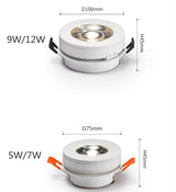 Round 90° Folding Recessed COB LED Downlights 5W/7W/12W LED Ceiling Spot lights Background Painting Lamps AC220V Indoor Lighting