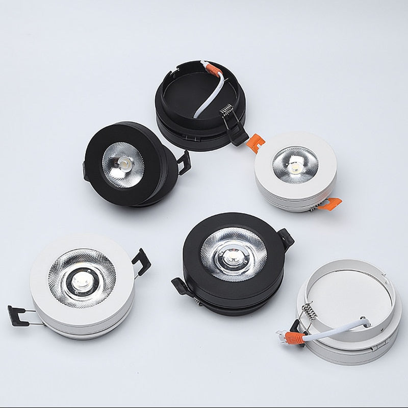 Round 90° Folding Recessed COB LED Downlights 5W/7W/12W LED Ceiling Spot lights Background Painting Lamps AC220V Indoor Lighting