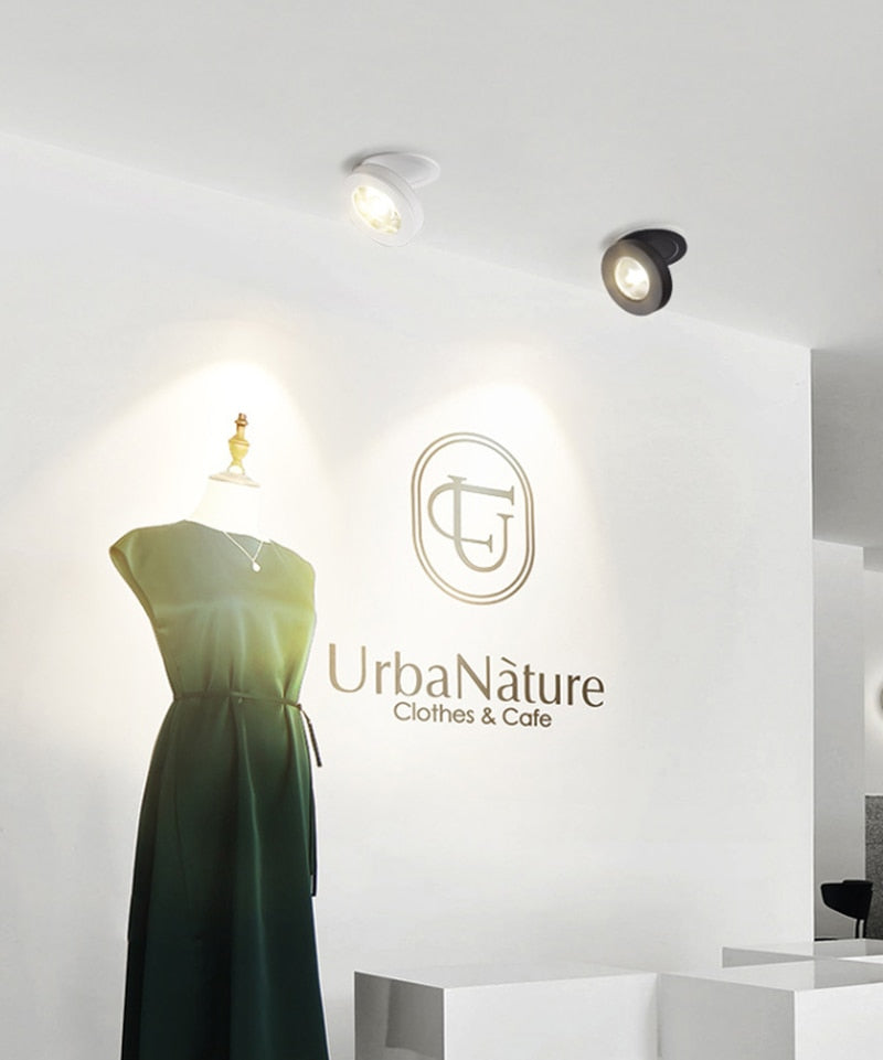 Round 90° Folding Recessed COB LED Downlights 5W/7W/12W LED Ceiling Spot lights Background Painting Lamps AC220V Indoor Lighting