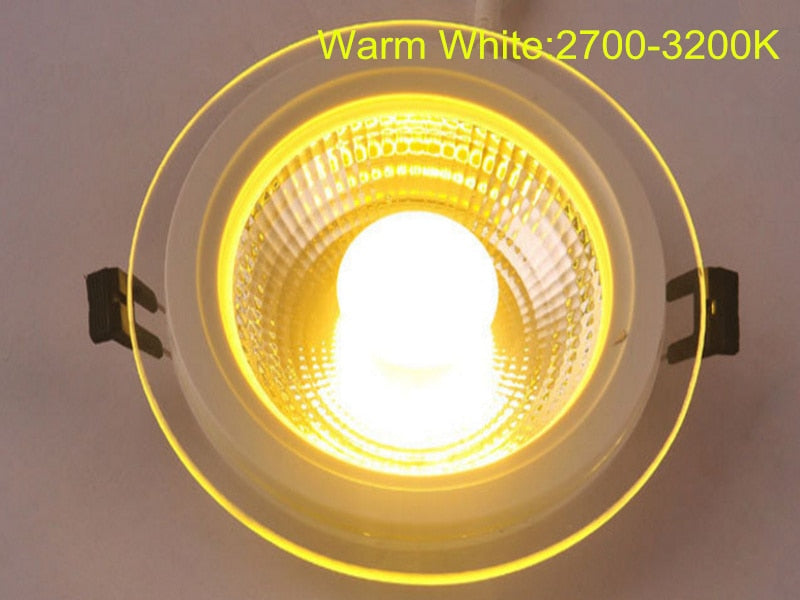 LED Downlight 10pcs/lot 5W 10W 15W 25W 3 Colors Change (3000K/4000K/6000K) Glass COB LED Downlight AC85-265V Recessed Lamp