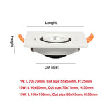Square 360 Angle Adjustable LED COB Recessed Downlight Black/White 7W 10W 15W 14W 20W 30W LED Ceiling Spot Light Pic Background