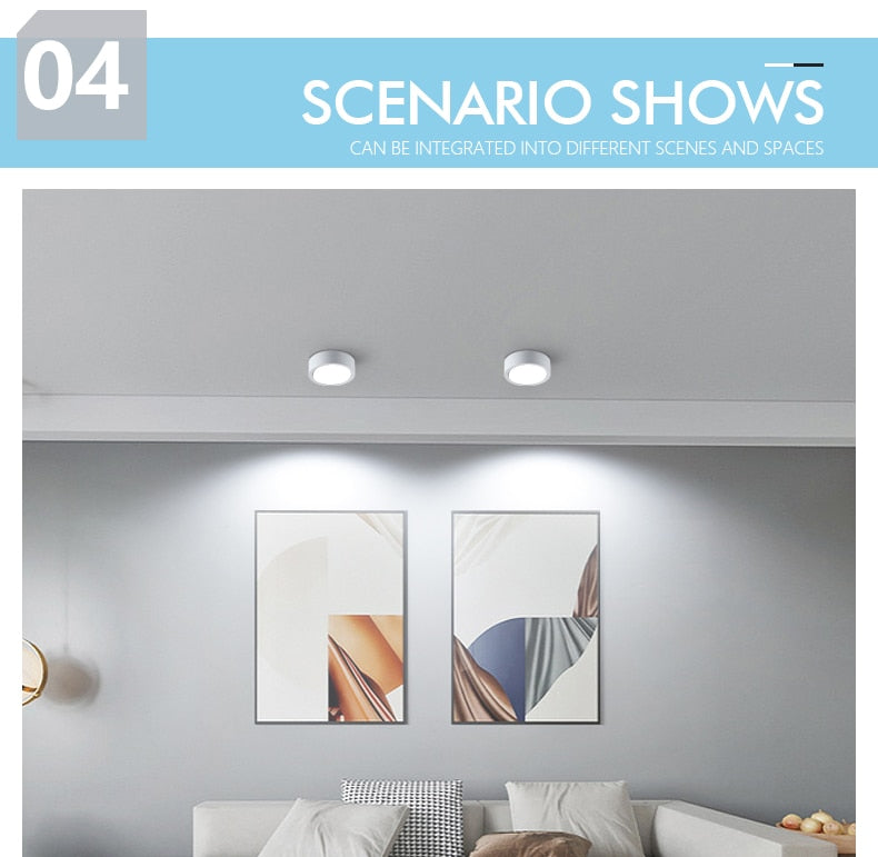 Led Downlights 220V Surface Mounted Spot Lights Panel Light Ceiling Lamp 15W 18W 12W 9W 7W Light Fixture for Indoor Lighting