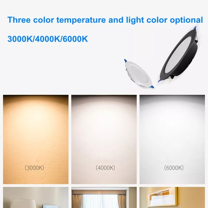 Recessed Ultra-thin Round LED Downlight for Home, 5W, 9W, 12W, 18W, Living Room, Hallway, AC220V