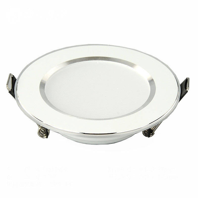 Changeable Led Downlight 5w 7w 9w 12w Ceiling Recessed Light Silver Frame 3 Color Change Warm Nature Cool White AC180-240V