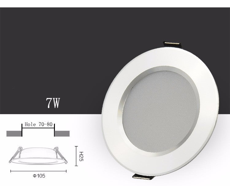 Changeable Led Downlight 5w 7w 9w 12w Ceiling Recessed Light Silver Frame 3 Color Change Warm Nature Cool White AC180-240V