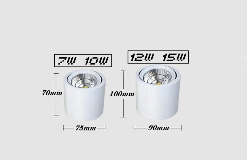 Cylindrical Dimmable COB LED Downlights 7W 10W 12W 15W LED Ceiling Spot Lights AC85-265V LED Lamps Warm Cold White Indoor Lighting