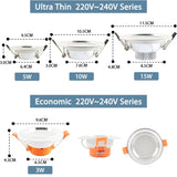 Silver White Ultra Bright LED Downlight 3w 5w 10w 12w 15w 18w Thin Round LED Ceiling Recessed Spot Light AC85~240v DownLight