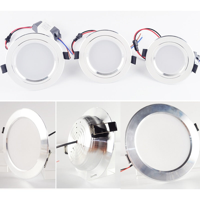 Silver White Ultra Bright LED Downlight 3w 5w 10w 12w 15w 18w Thin Round LED Ceiling Recessed Spot Light AC85~240v DownLight