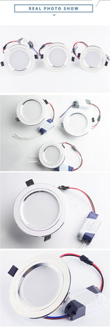 Silver White Ultra Bright LED Downlight 3w 5w 10w 12w 15w 18w Thin Round LED Ceiling Recessed Spot Light AC85~240v DownLight