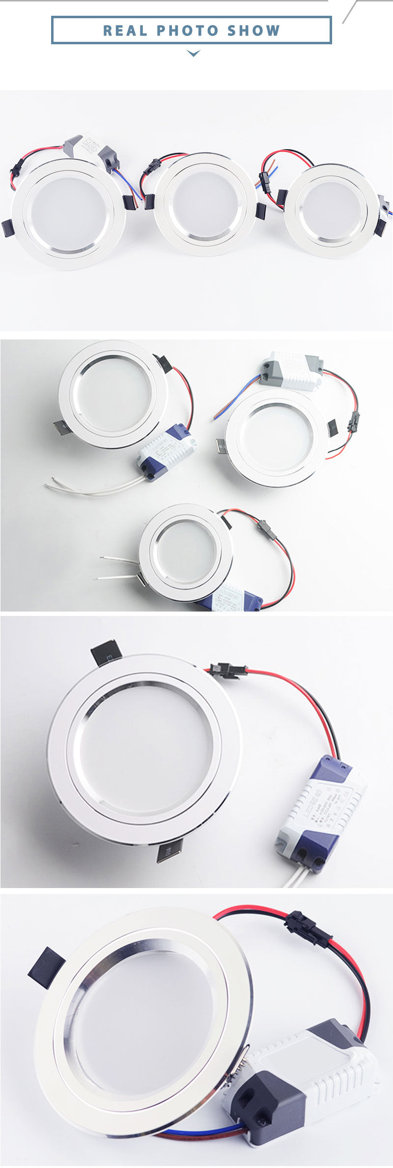 Silver White Ultra Bright LED Downlight 3w 5w 10w 12w 15w 18w Thin Round LED Ceiling Recessed Spot Light AC85~240v DownLight