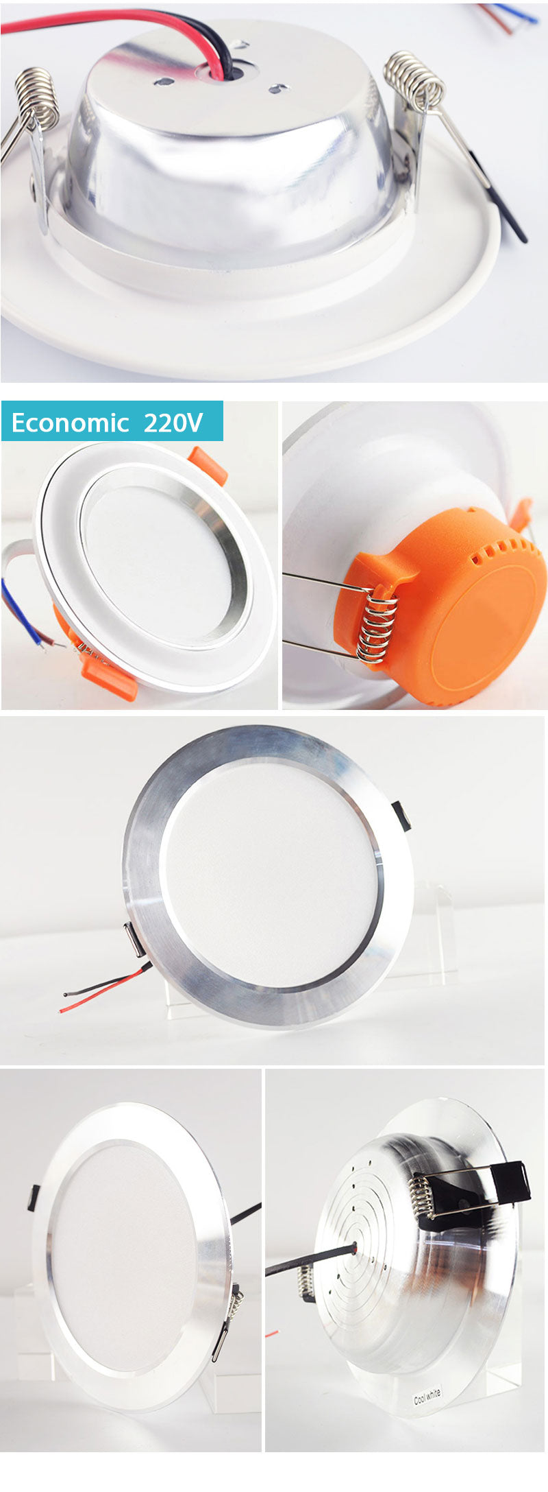 Silver White Ultra Bright LED Downlight 3w 5w 10w 12w 15w 18w Thin Round LED Ceiling Recessed Spot Light AC85~240v DownLight