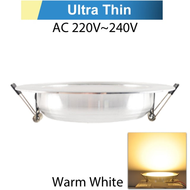 Silver White Ultra Bright LED Downlight 3w 5w 10w 12w 15w 18w Thin Round LED Ceiling Recessed Spot Light AC85~240v DownLight