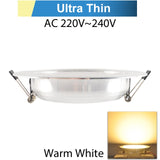 Silver White Ultra Bright LED Downlight 3w 5w 10w 12w 15w 18w Thin Round LED Ceiling Recessed Spot Light AC85~240v DownLight